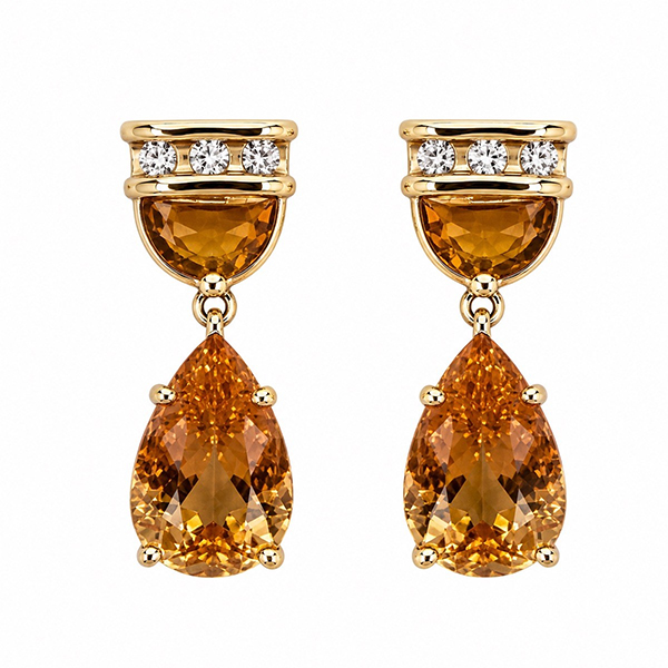 18K Fancy Topaz Diamond Drop Earrings